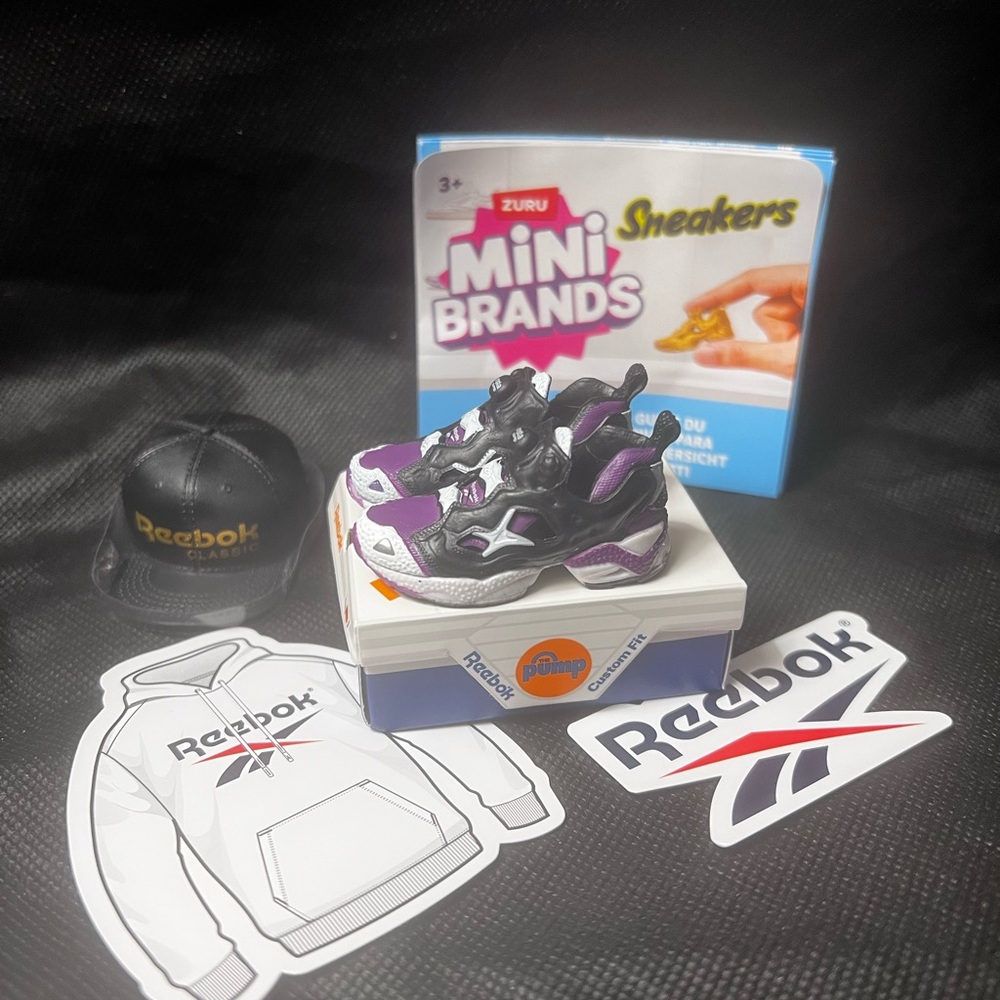 Mini Brands Sneakers Mystery Toy: Reebok Kids Toy Sneakers - Black and Purple